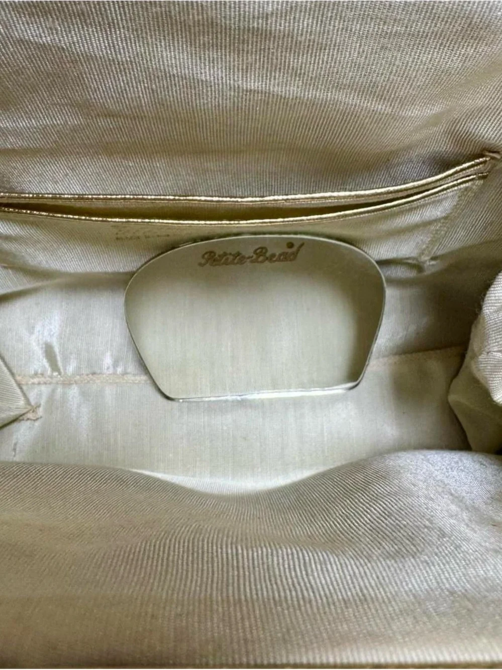 Vintage Cream Beaded Satchel with Top Handles